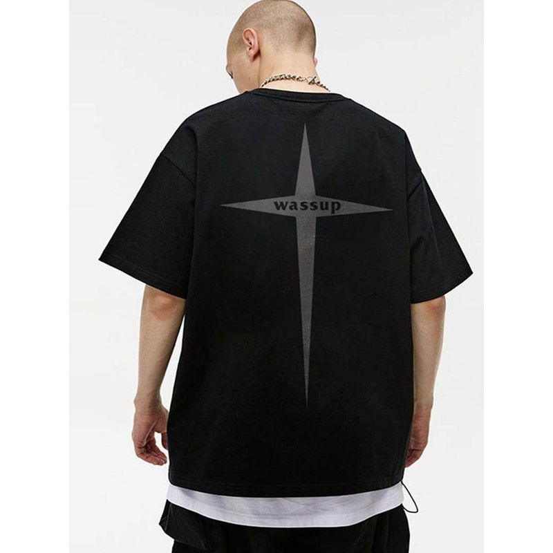 Wassup Heods Chinese Style Short-Sleeve T-Shirt for Men, Pure Cotton, Heavyweight American High Street Fashion Brand, Loose Fit, Summer Men's Wear