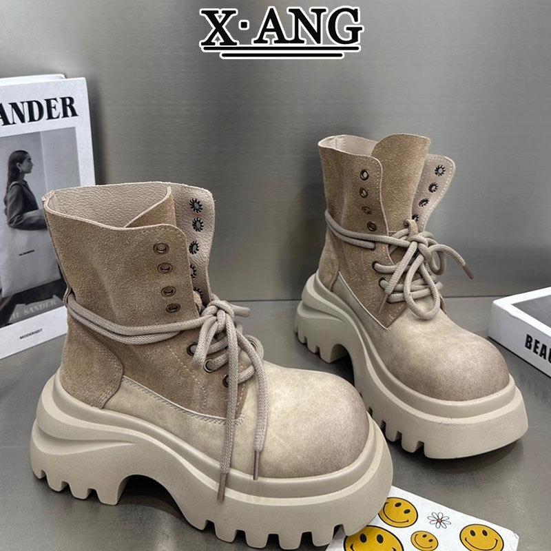 Leather Martin boots children's single boots early autumn new thick-soled heightening small short boots tooling locomotive boots