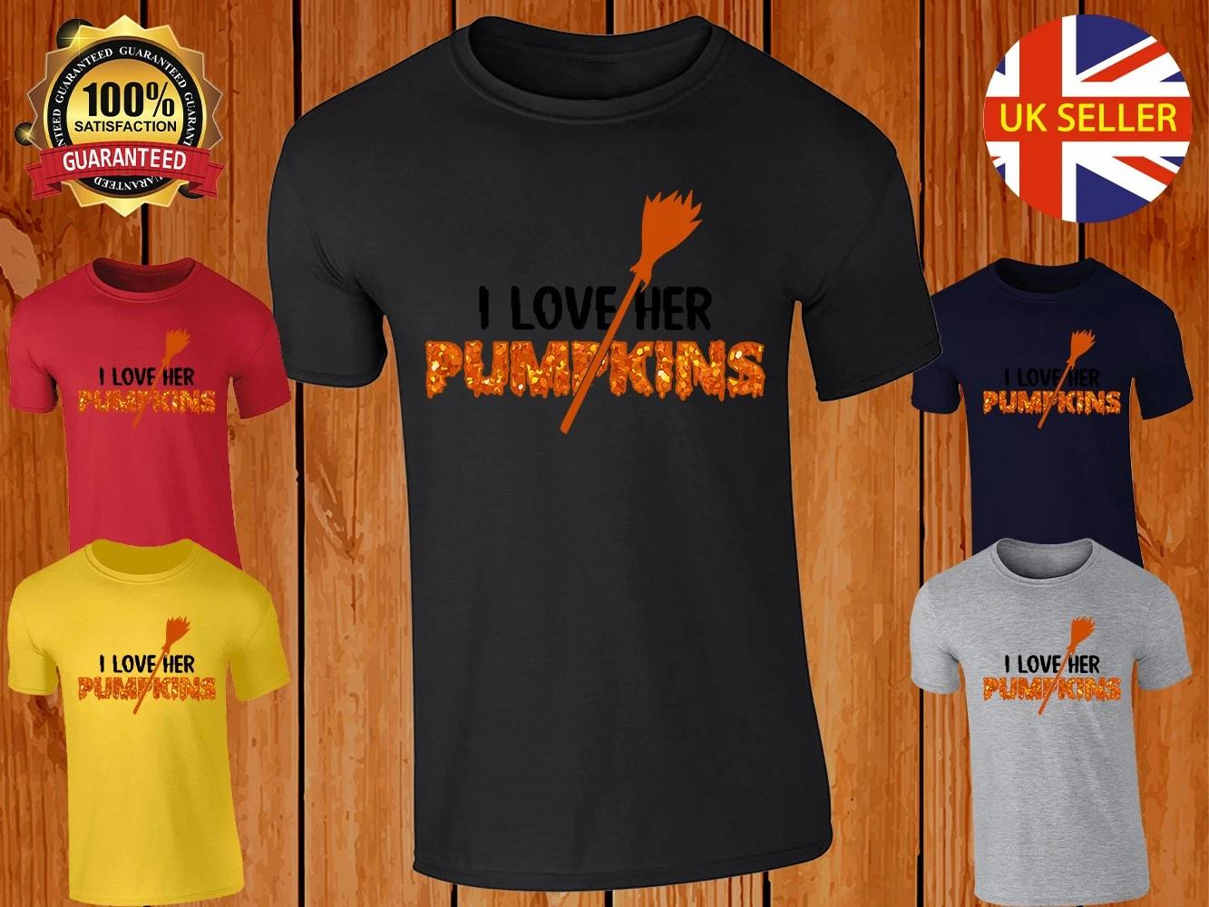 I Love Her Pumpkins Mens T-shirt Funny Halloween Couple Matching Costume Tee New 2XL