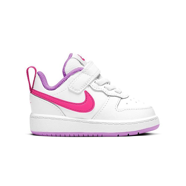 Nike Court Borough 2 Synthetic Leather Low top Toddler Shoes White Pink Purple Infant And Toddler Baby BQ5453-111