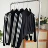 Unisex Dark Blue Three-Stripe Stand Collar Hoodie Jacket for Autumn/Spring
